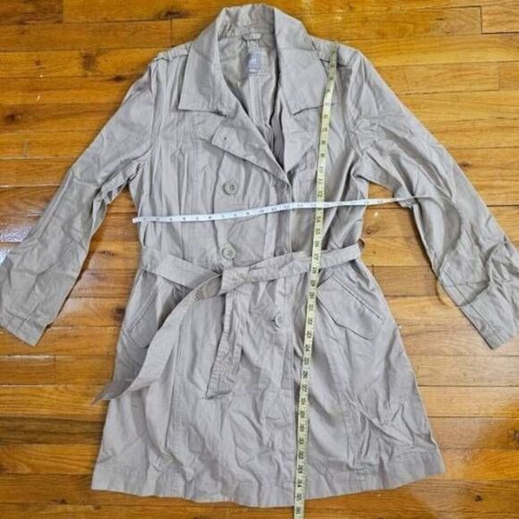 J Jill Trench Coat Lightweight Stretch Button Front Large - Picture 4 of 6